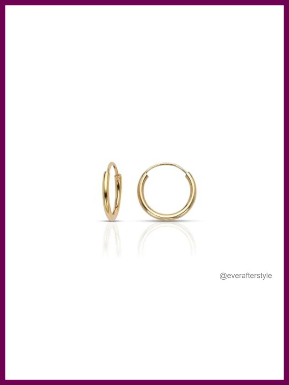 14k Yellow Gold Endless Hoop Earrings 11mm Hypoallergenic Unisex